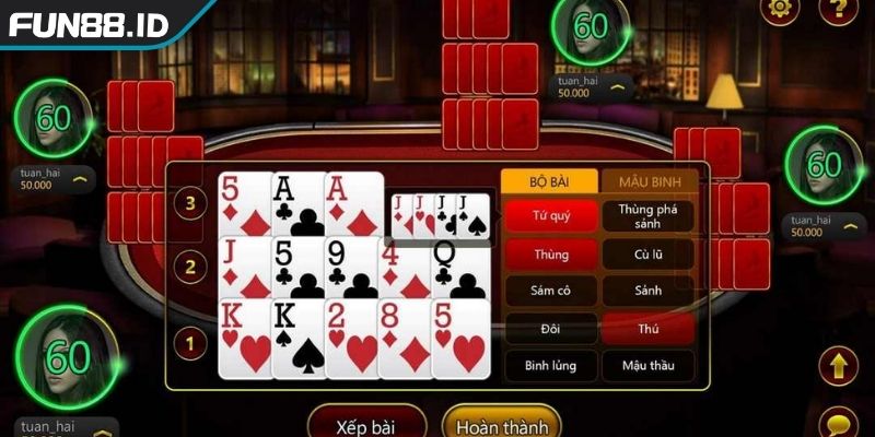 Nhận diện bài đối thủ trong Mậu Binh FUN88